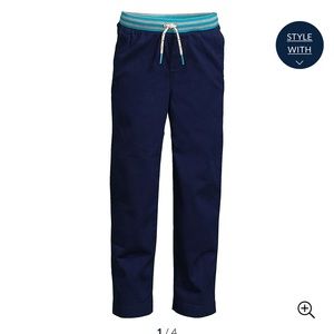 Lands End Boys Stretch Soft Elastic Waist Iron Knee Pull On Pants Navy Size 8